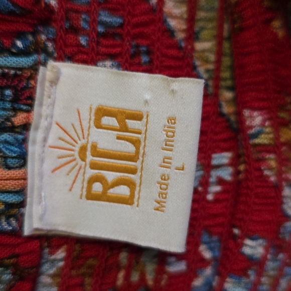 Bila Red Paisley Maxi Skirt (Size L) NWOT  Wide Elastic Waist Band - Beautiful - Picture 6 of 9